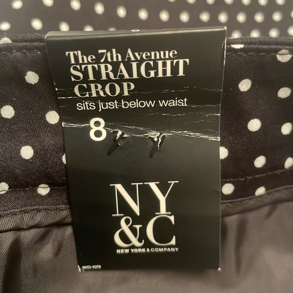 NWT $43 New York & Company Polka Dots Crop Pants 7th Avenue Pants Black & White - Picture 15 of 16